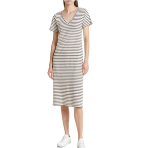 WOMENS MM LAUFLER RENEE STRIPE ORGANIC PIMA COTTON T-SHIRT DRESS